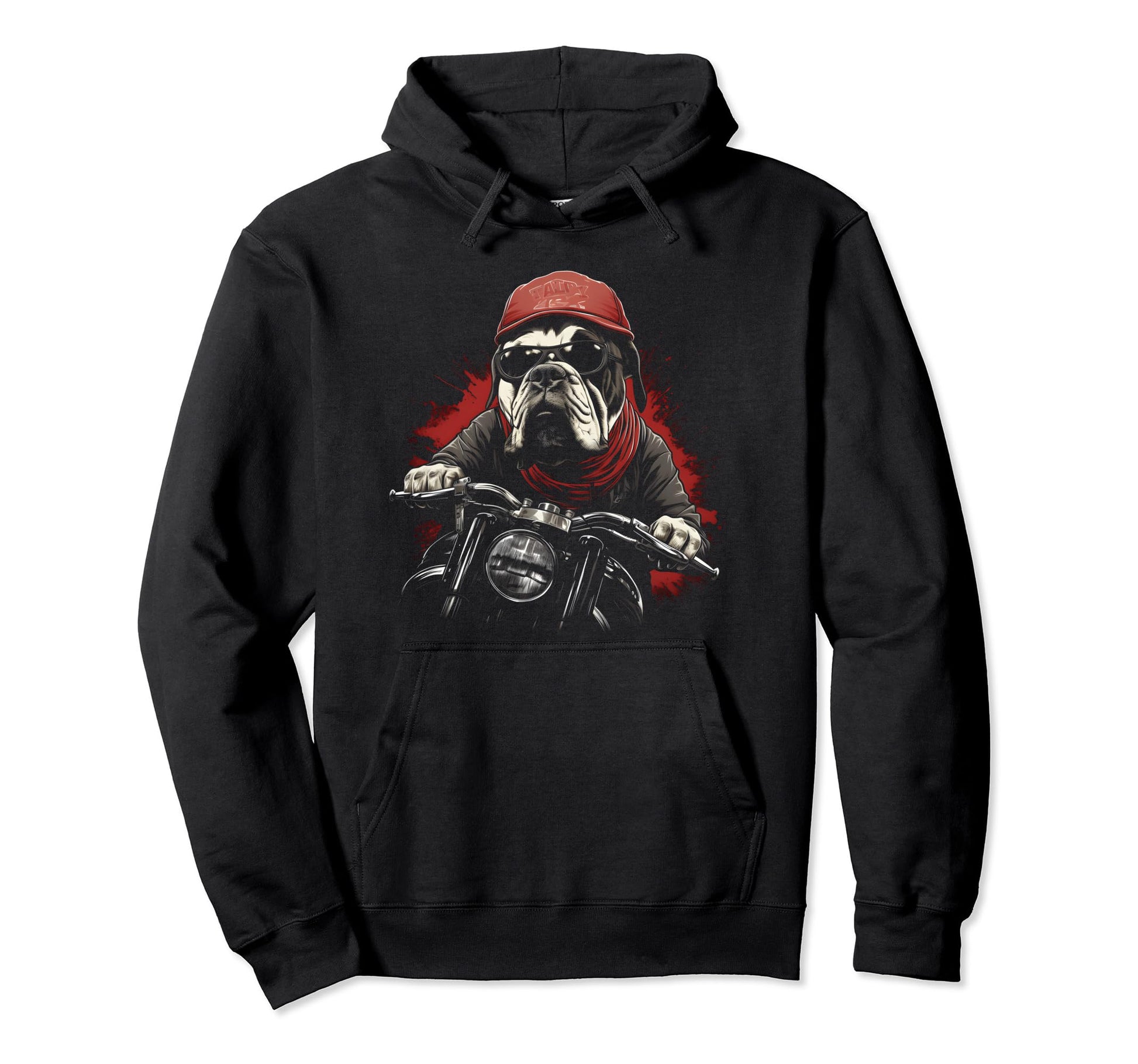 Motorcycle Dad Biker Dog Bulldog Dad Hoodie - Aesthetic Graphic for Adults - T-Shirt, Sweatshirt, Hoodie