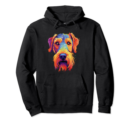 Airedale Terrier Dog Portrait Face Hoodie - Fun Novelty Design Men Women - T-Shirt, Sweatshirt, Hoodie