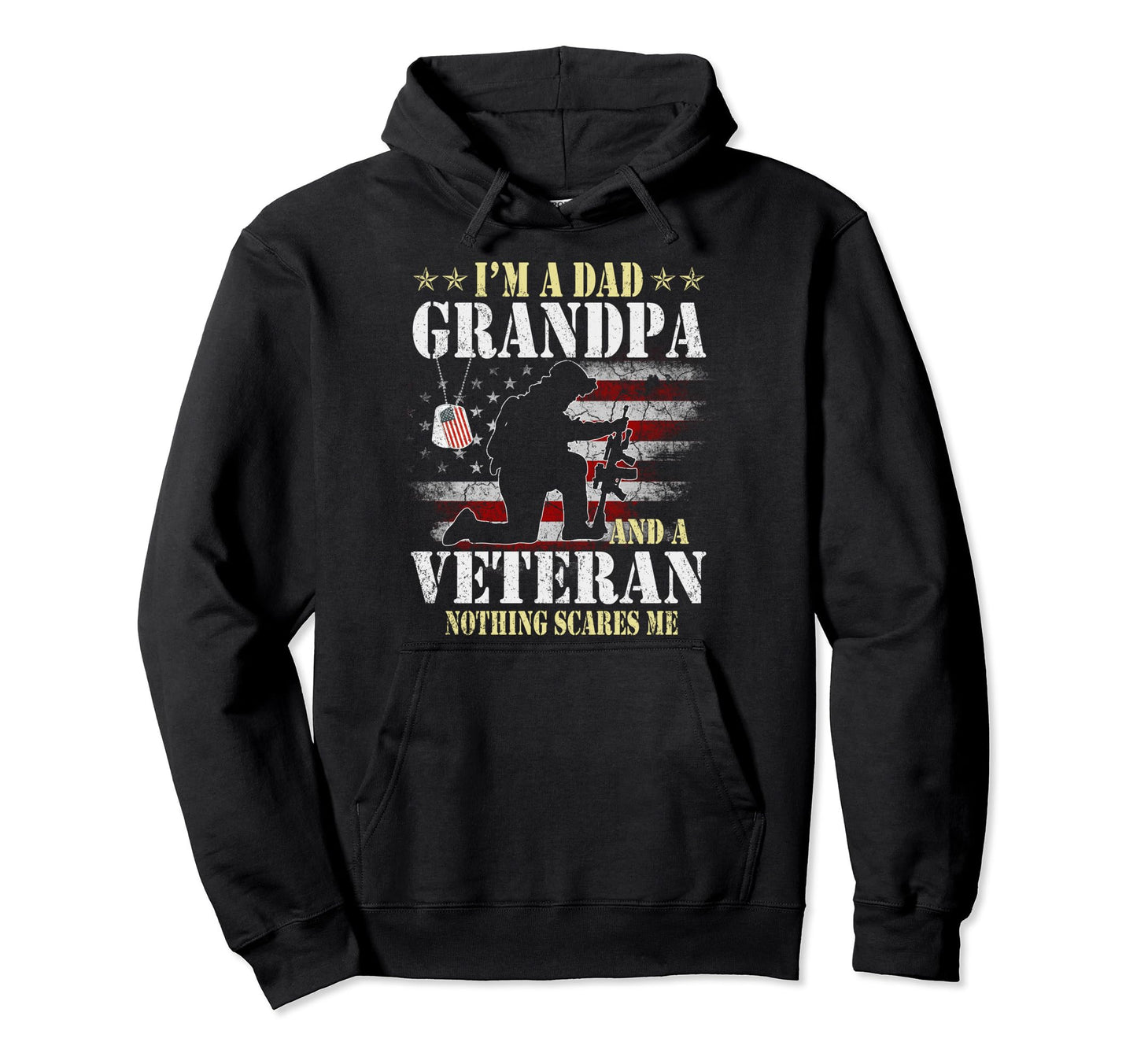 Mens Dad Grandpa Veteran Patriotic Hoodie - Custom Art Print for Adults - T-Shirt, Sweatshirt, Hoodie