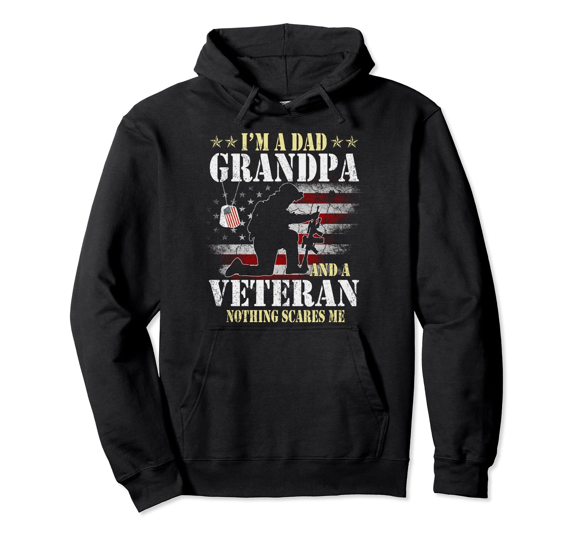 Mens Dad Grandpa Veteran Patriotic Hoodie - Custom Art Print for Adults - T-Shirt, Sweatshirt, Hoodie
