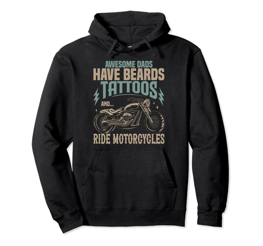 Awesome Biker Dad Tattoos Motorcycle Lover Hoodie - Graphic Print Unisex - T-Shirt, Sweatshirt, Hoodie