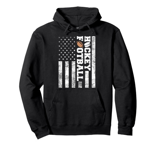 American Distressed Flag Funny Football Hoodie - Custom Art Print Unisex - T-Shirt, Sweatshirt, Hoodie