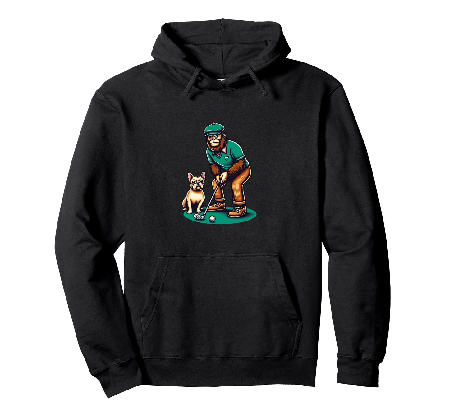 Cream French Bulldog Bigfoot Sasquatch Hoodie - Novelty Apparel Unisex - T-Shirt, Sweatshirt, Hoodie