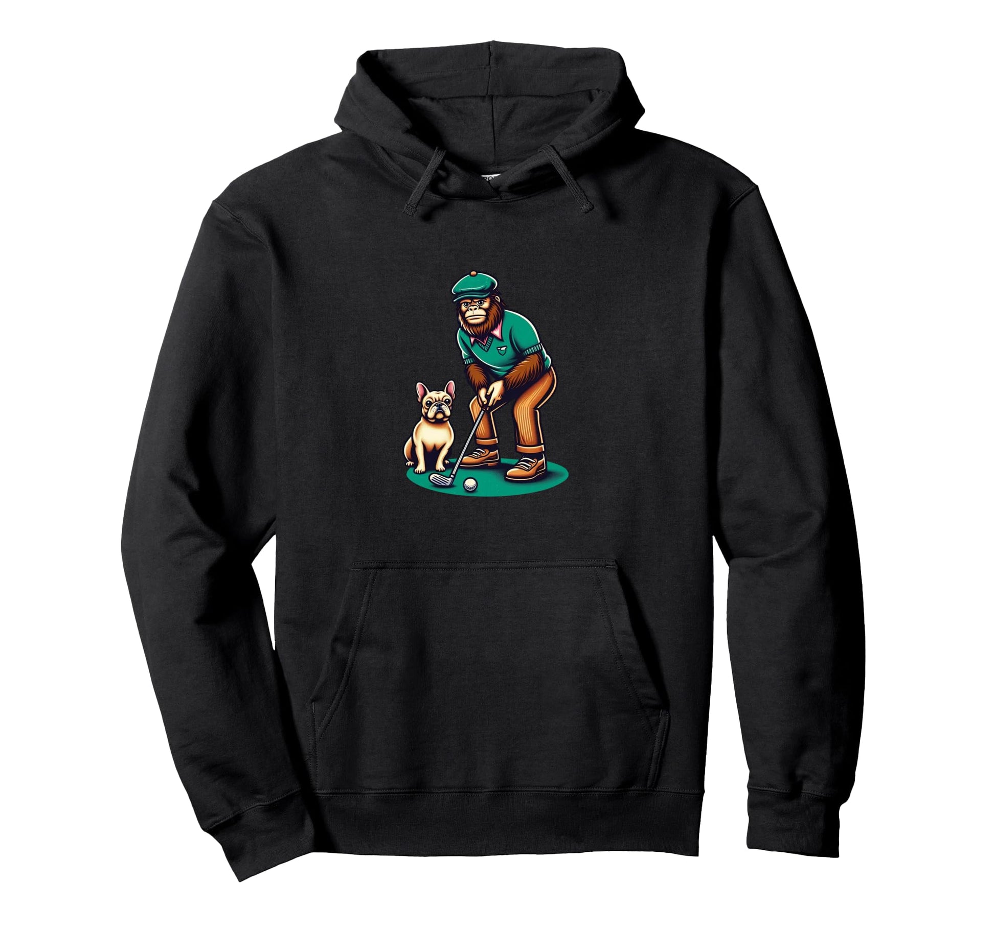 Cream French Bulldog Bigfoot Sasquatch Hoodie - Novelty Apparel Unisex - T-Shirt, Sweatshirt, Hoodie