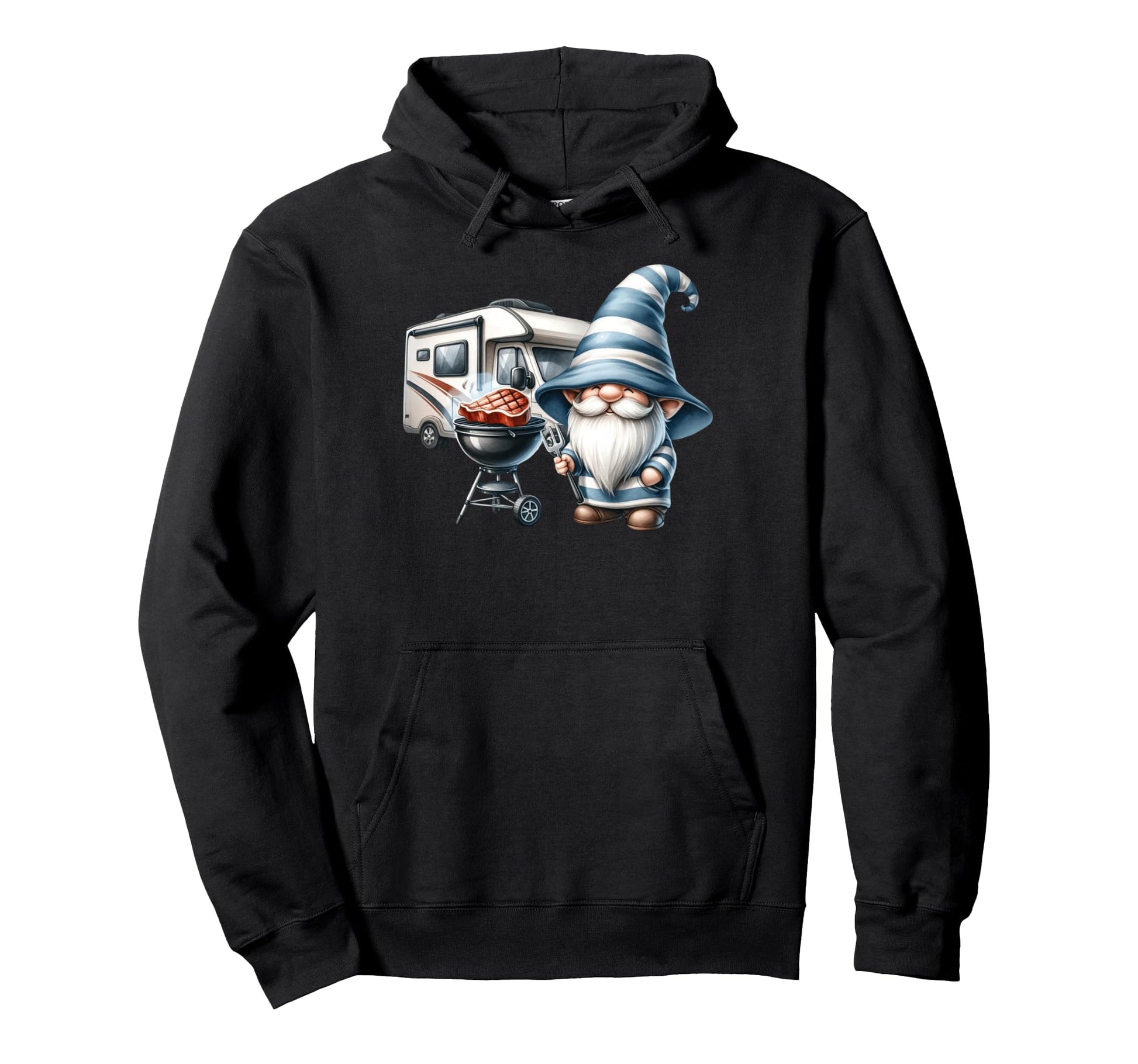 Grilling Dad Funny Camping Gnome Love Steak Hoodie - Trendy Graphic Unisex - T-Shirt, Sweatshirt, Hoodie