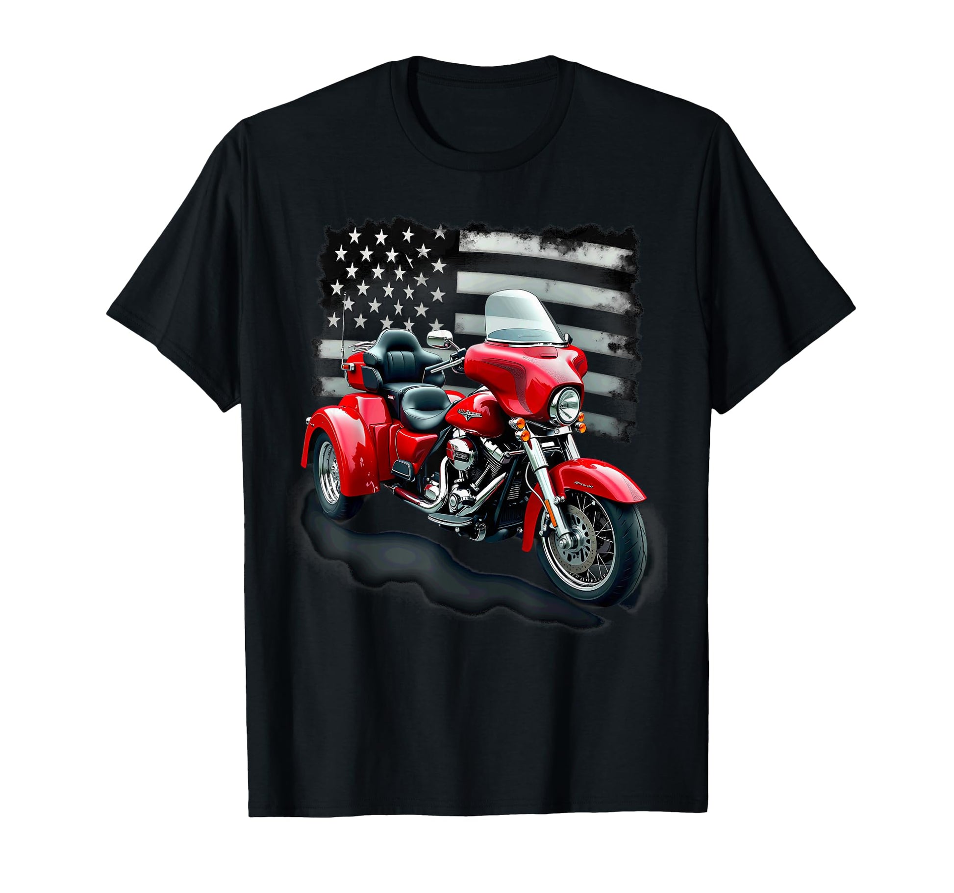 Patriotic Us Flag Motorcycle Trike T-Shirt - Fun Novelty Design for Adults - T-Shirt, Sweatshirt, Hoodie