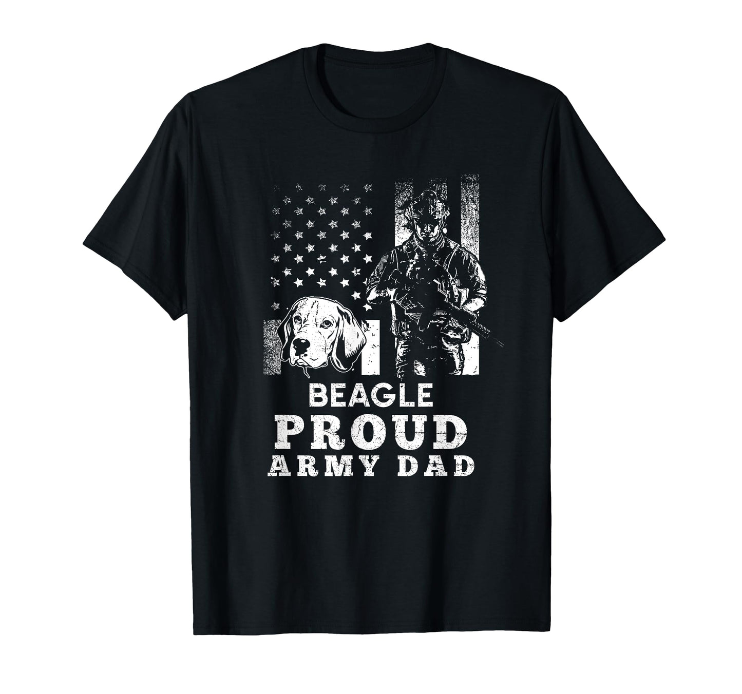 Beagle Dog Proud Army Dad American Flag T-Shirt - Graphic Print for Adults - T-Shirt, Sweatshirt, Hoodie