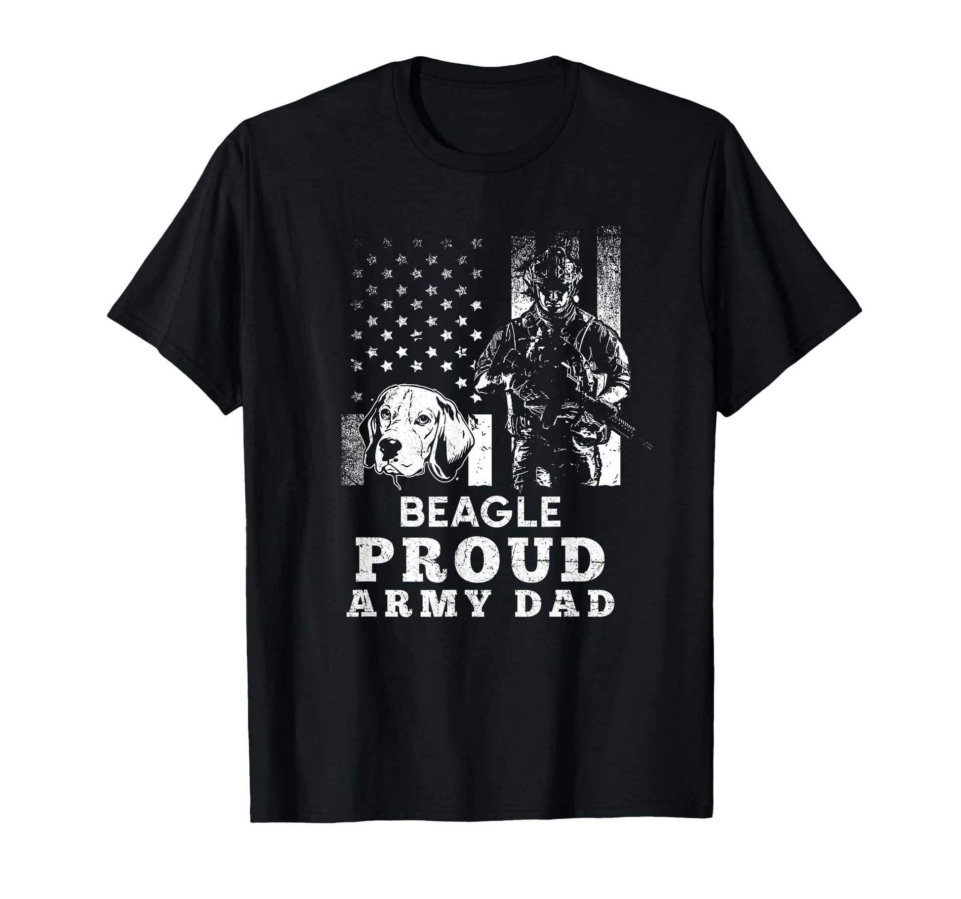 Beagle Dog Proud Army Dad American Flag T-Shirt - Graphic Print for Adults - T-Shirt, Sweatshirt, Hoodie