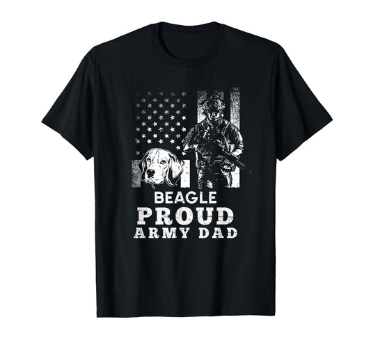 Beagle Dog Proud Army Dad American Flag T-Shirt - Graphic Print for Adults - T-Shirt, Sweatshirt, Hoodie