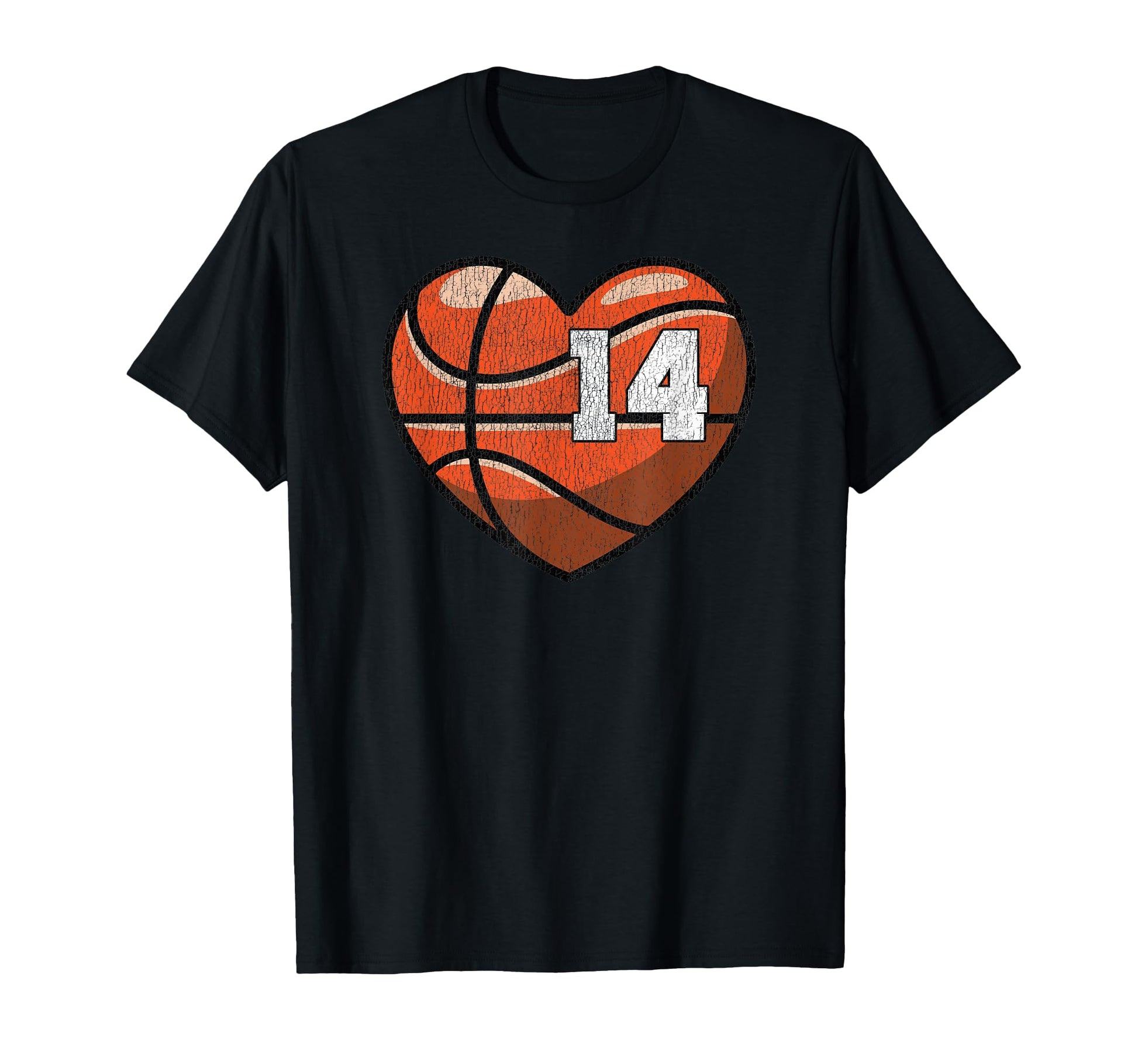 Basketball Number 14 Distressed T-Shirt - Casual Everyday Wear Unisex - T-Shirt, Sweatshirt, Hoodie