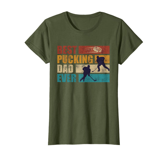 Best Pucking Dad Ever Hockey Dad T-Shirt - Graphic Print Unisex - T-Shirt, Sweatshirt, Hoodie