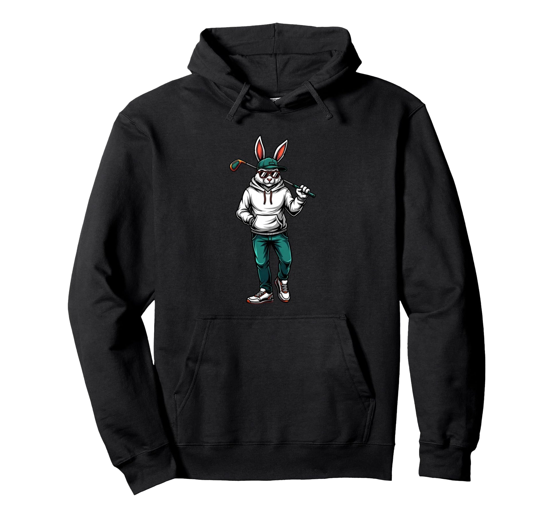 Easter Golf Bunny Rabbit Sunglasses Funny Hoodie - Trendy Graphic Men Women - T-Shirt, Sweatshirt, Hoodie