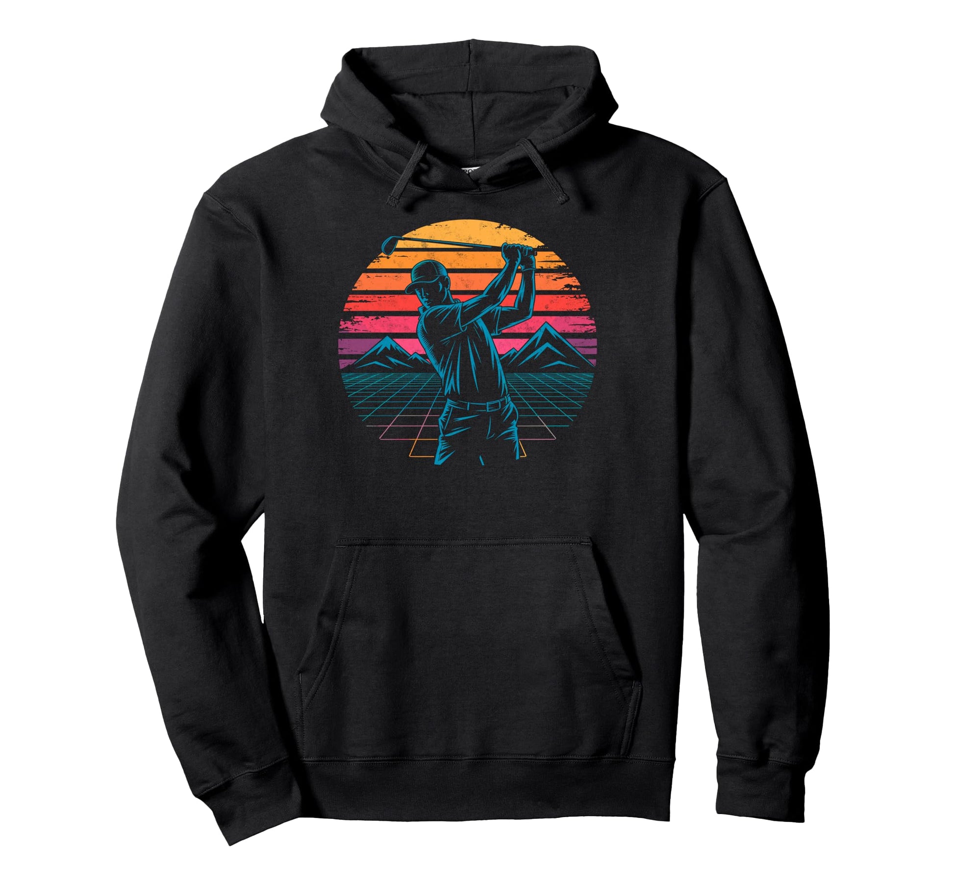 80S Synthwave Futuristic Golf Vibes Hoodie - Unique Graphic Men Women - T-Shirt, Sweatshirt, Hoodie