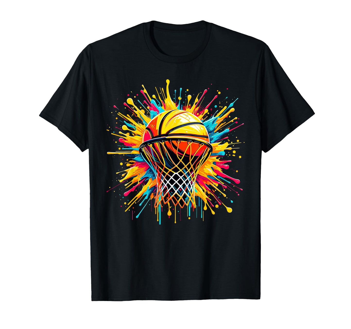 Colorful Paints Splash Basketball Ball T-Shirt - Unique Graphic Men Women - T-Shirt, Sweatshirt, Hoodie