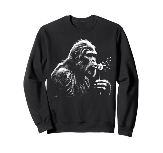 Blowing Wishes Funny Bigfoot Blowing Sweatshirt - Unique Graphic Men Women - T-Shirt, Sweatshirt, Hoodie