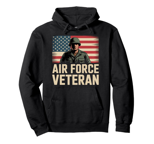 Air Force Veteran Us American Flag Dad Hoodie - Novelty Apparel Unisex - T-Shirt, Sweatshirt, Hoodie