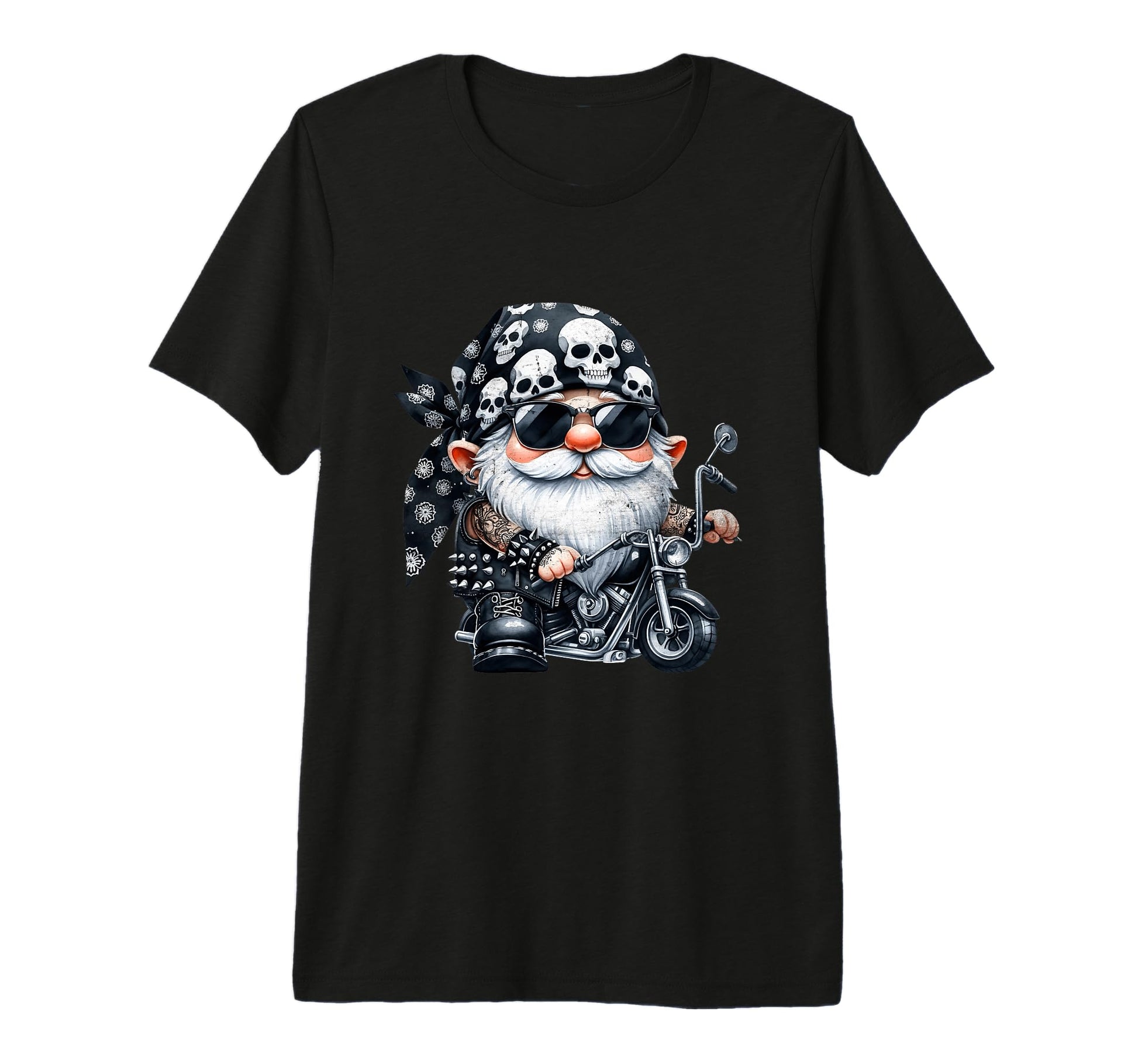 Funny Motorcycle Gnome Black Skull T-Shirt - Novelty Apparel Unisex - T-Shirt, Sweatshirt, Hoodie