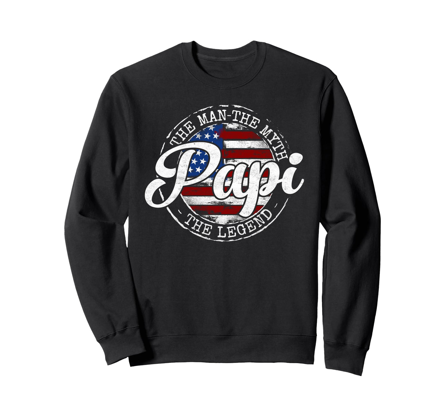 Papi Myth Legend Usa Flag Stamp Sweatshirt - Unique Graphic for Adults - T-Shirt, Sweatshirt, Hoodie