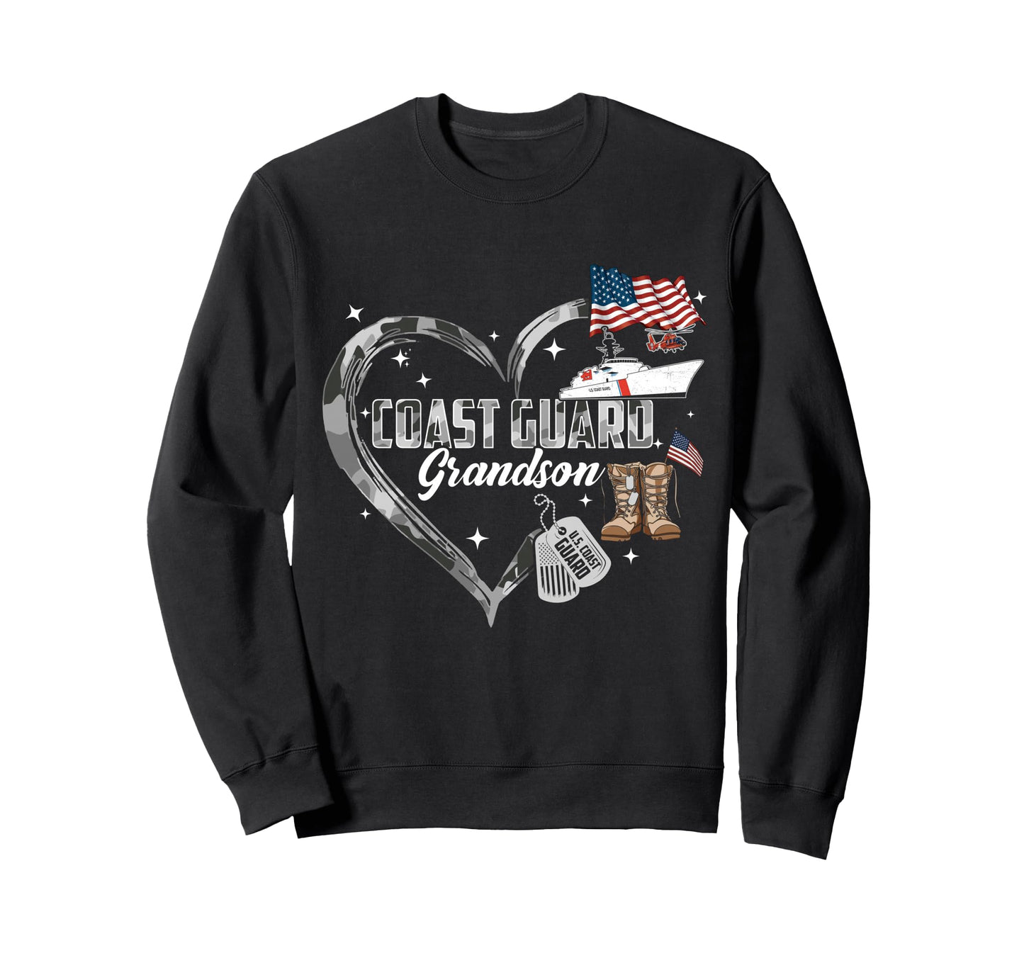 Proud Coast Guard Grandson Camo Sweatshirt - Fun Novelty Design for Adults - T-Shirt, Sweatshirt, Hoodie