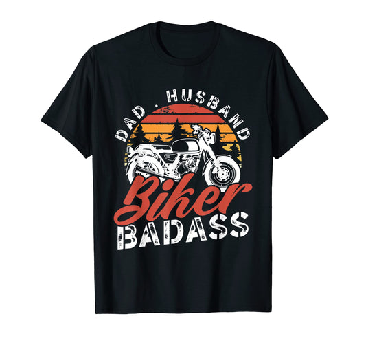 Badass Biker Motorcycle Rider Dad T-Shirt - Aesthetic Graphic for Adults - T-Shirt, Sweatshirt, Hoodie