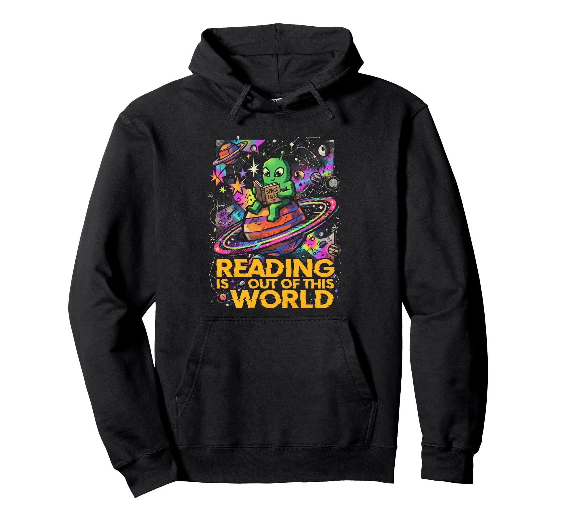 Reading Is Out This World Green Alien Hoodie - Graphic Print Men Women - T-Shirt, Sweatshirt, Hoodie