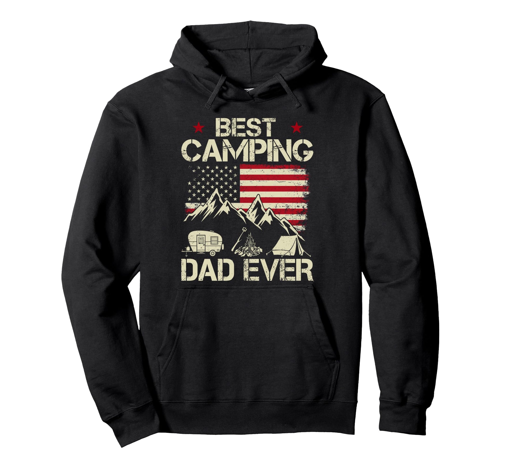 Funny Best Camping Dad Ever Usa Hoodie - Casual Everyday Wear Men Women - T-Shirt, Sweatshirt, Hoodie