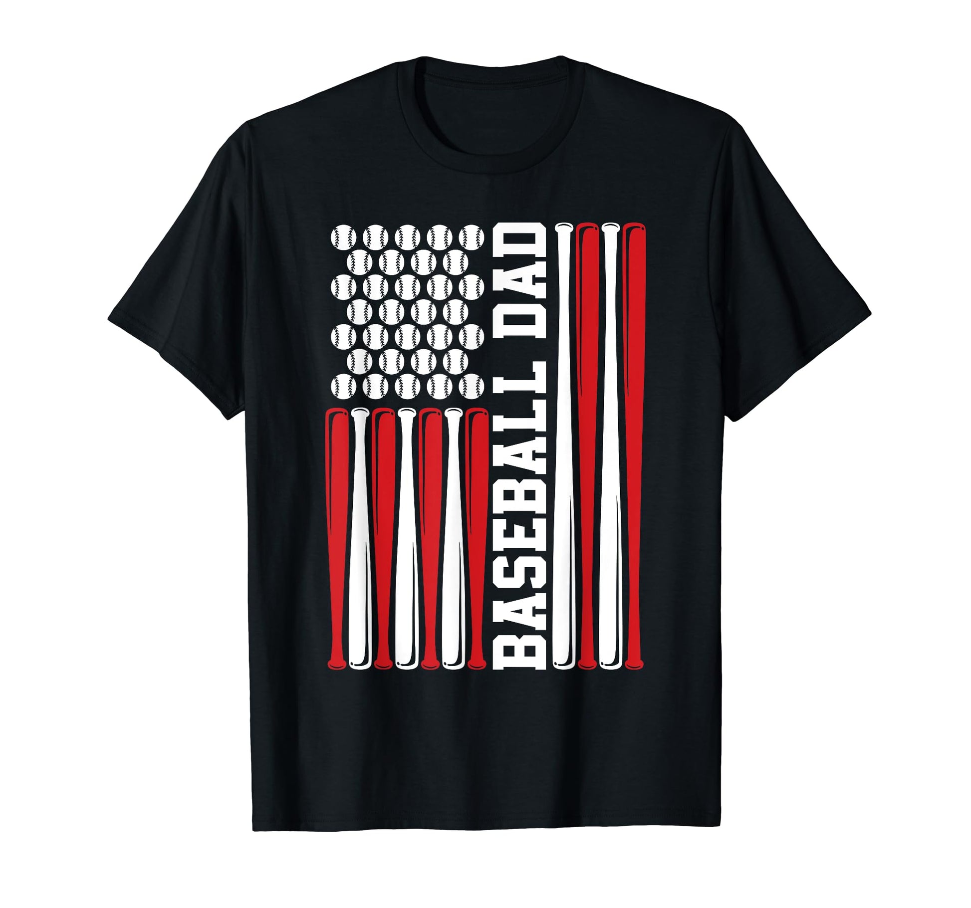 Baseball Dad American Flag 4Th July T-Shirt - Graphic Print Men Women - T-Shirt, Sweatshirt, Hoodie
