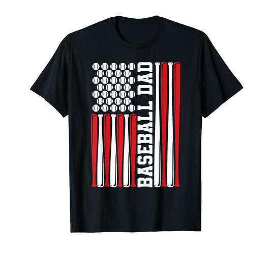 Baseball Dad American Flag 4Th July T-Shirt - Graphic Print Men Women - T-Shirt, Sweatshirt, Hoodie