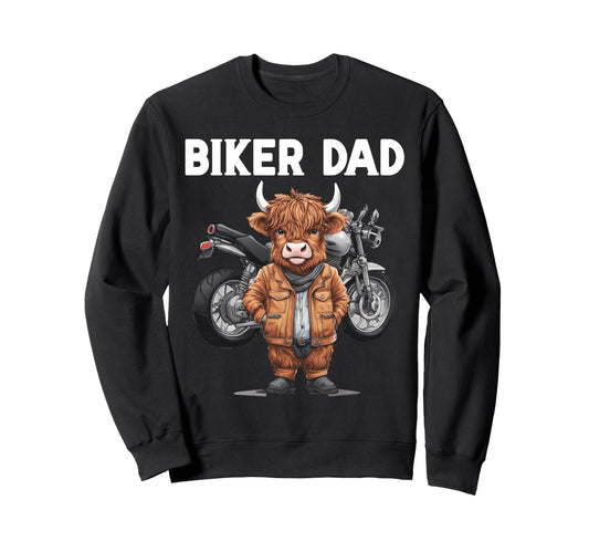 Biker Dad Funny Biker Scottish Highland Sweatshirt - Trendy Graphic Unisex - T-Shirt, Sweatshirt, Hoodie