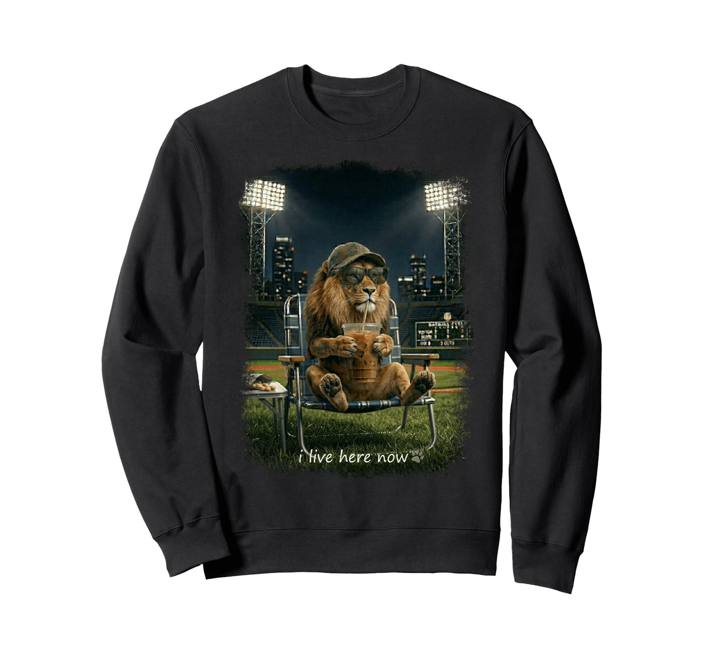Funny Lion Ballfield Baseball Sweatshirt - Streetwear Style for Adults - T-Shirt, Sweatshirt, Hoodie