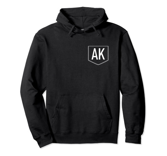 Ak Monogram Initials White Pop Fake Hoodie - Fun Novelty Design for Adults - T-Shirt, Sweatshirt, Hoodie