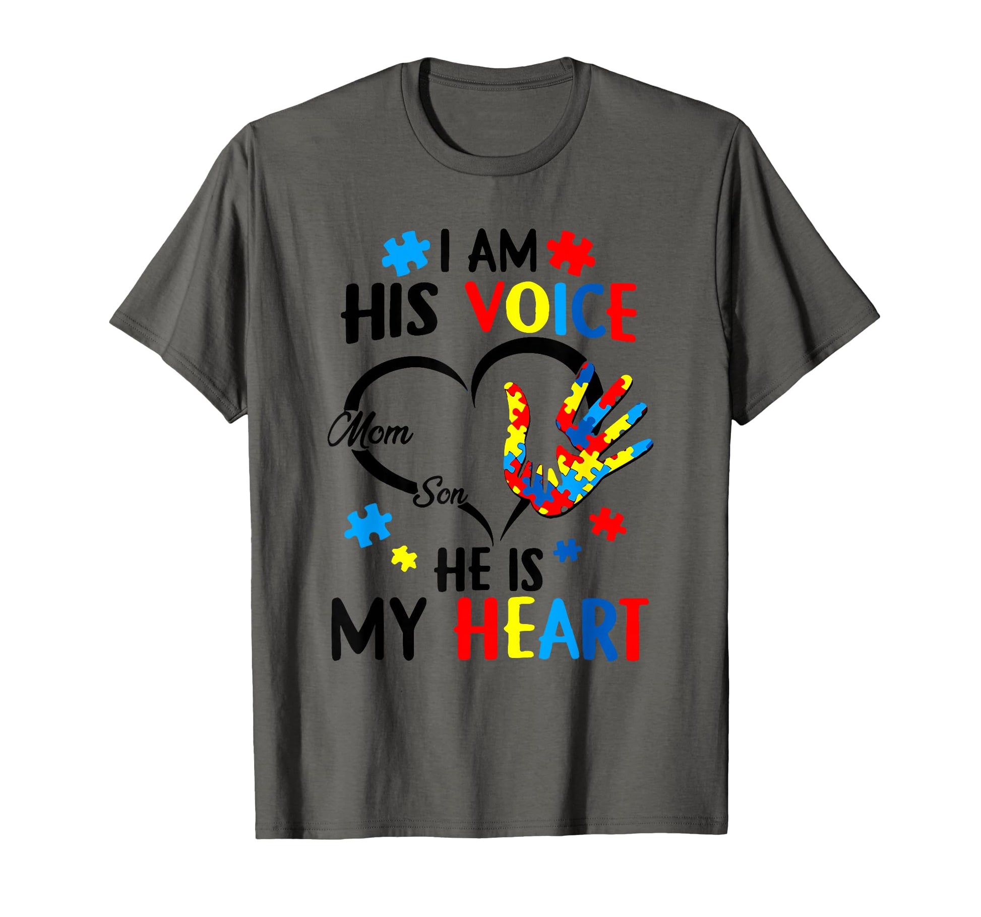 I Am His Voice He Is My Heart Autism T-Shirt - Trendy Graphic for Adults - T-Shirt, Sweatshirt, Hoodie