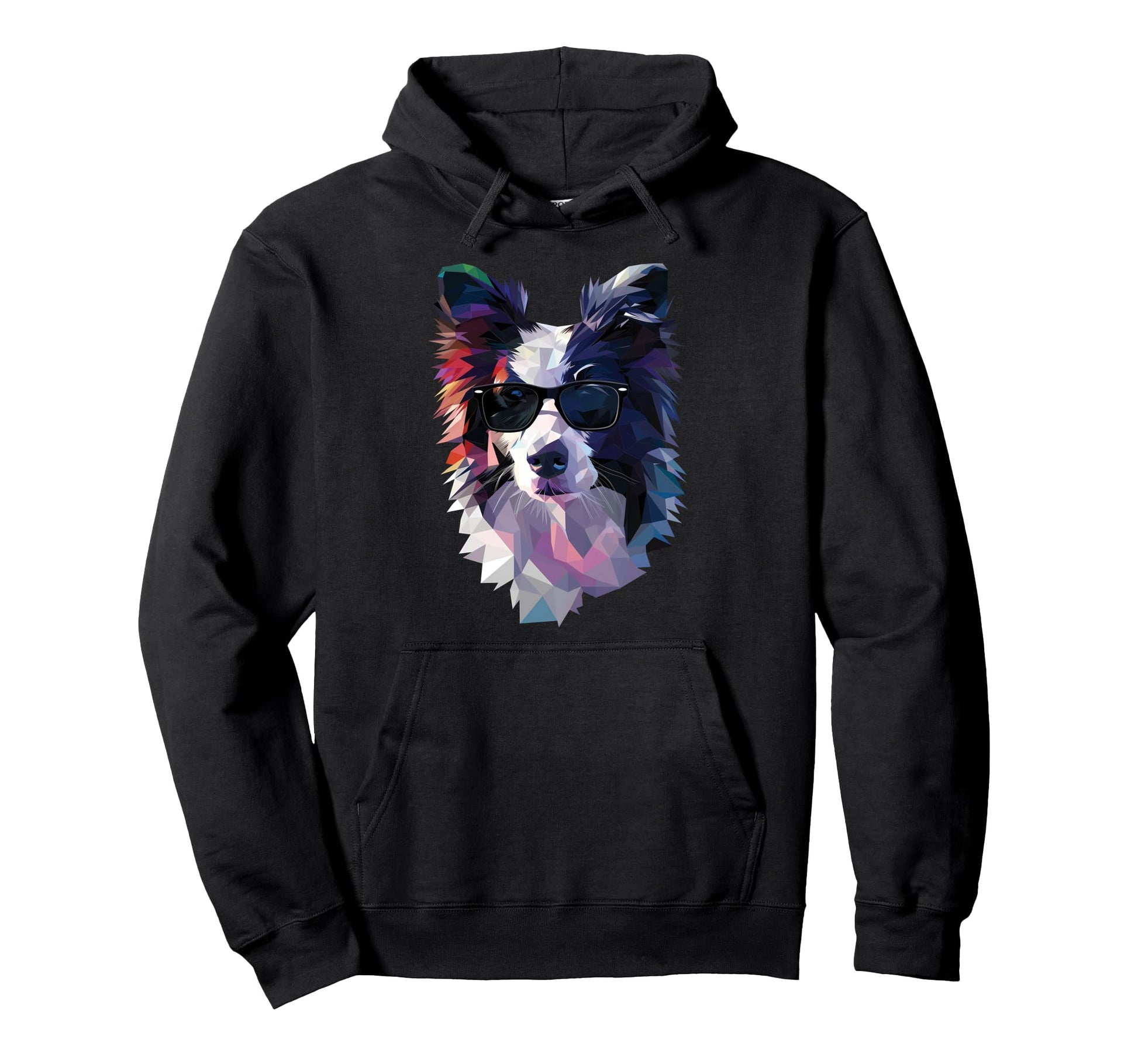 Dog Dad Mom Sunglasses Border Collie Hoodie - Custom Art Print Men Women - T-Shirt, Sweatshirt, Hoodie