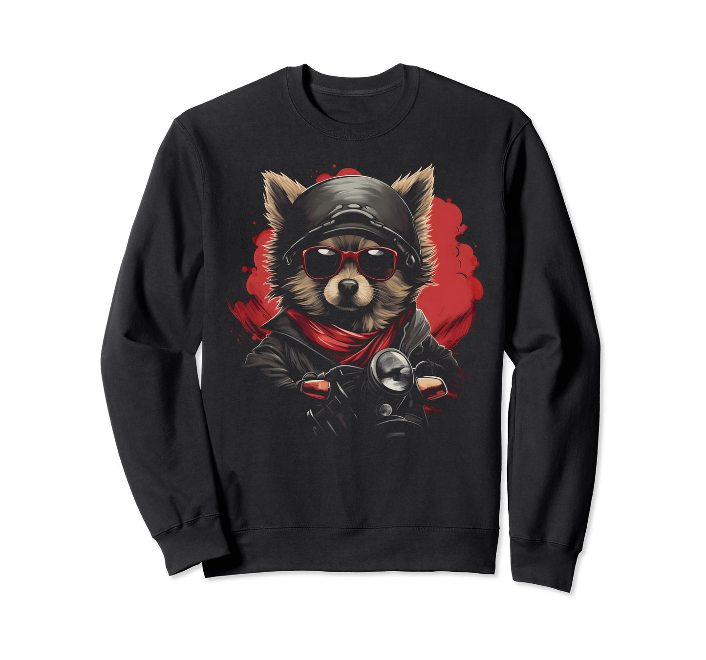 Motorcycle Dad Biker Dog Funny Sweatshirt - Custom Art Print for Adults - T-Shirt, Sweatshirt, Hoodie