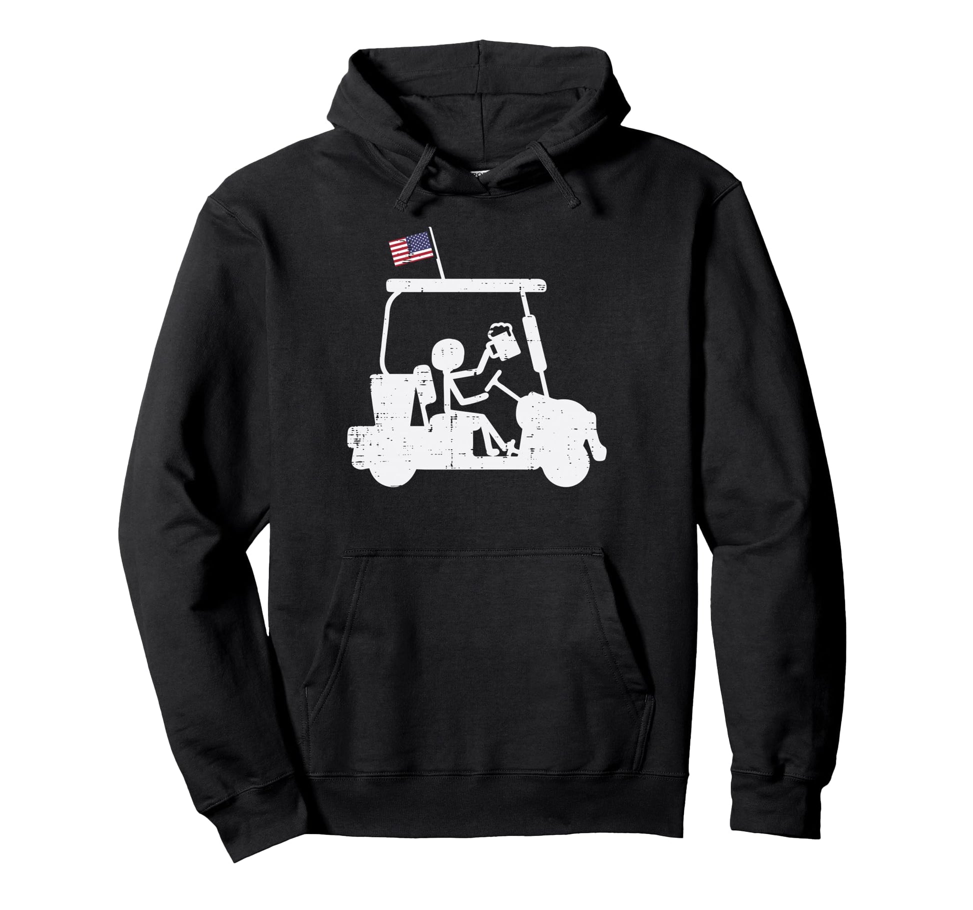 Golf Cart Us Flag Funny Golfing Patriotic Hoodie - Trendy Graphic Unisex - T-Shirt, Sweatshirt, Hoodie