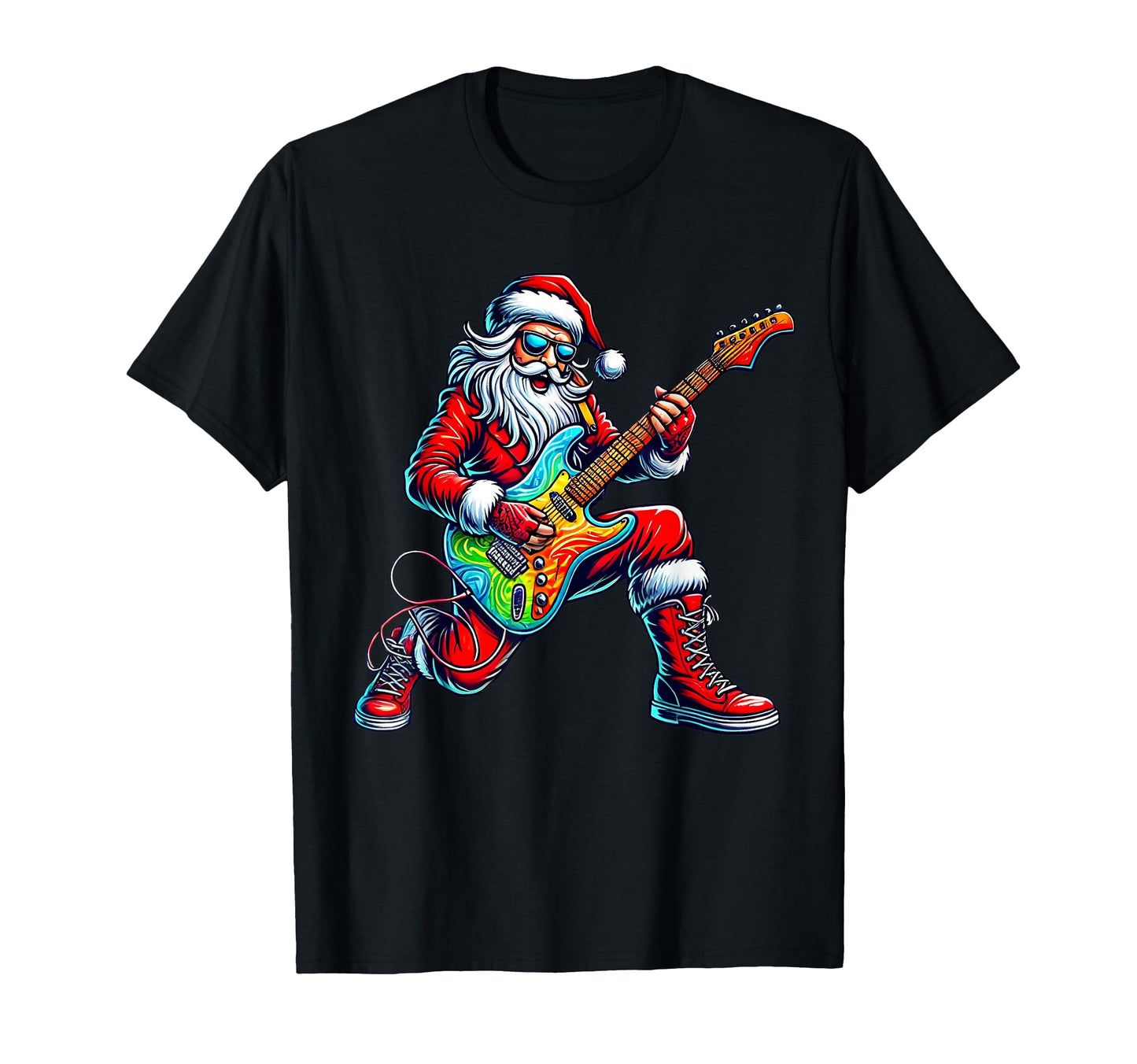 Santa Playing Guitar Musician T-Shirt - Streetwear Style Men Women - T-Shirt, Sweatshirt, Hoodie