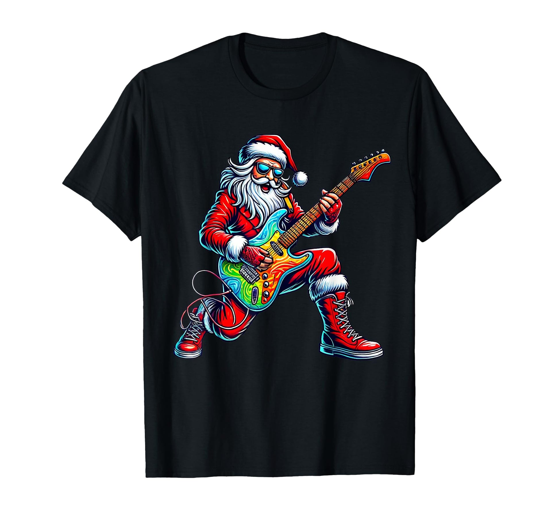 Santa Playing Guitar Musician T-Shirt - Streetwear Style Men Women - T-Shirt, Sweatshirt, Hoodie