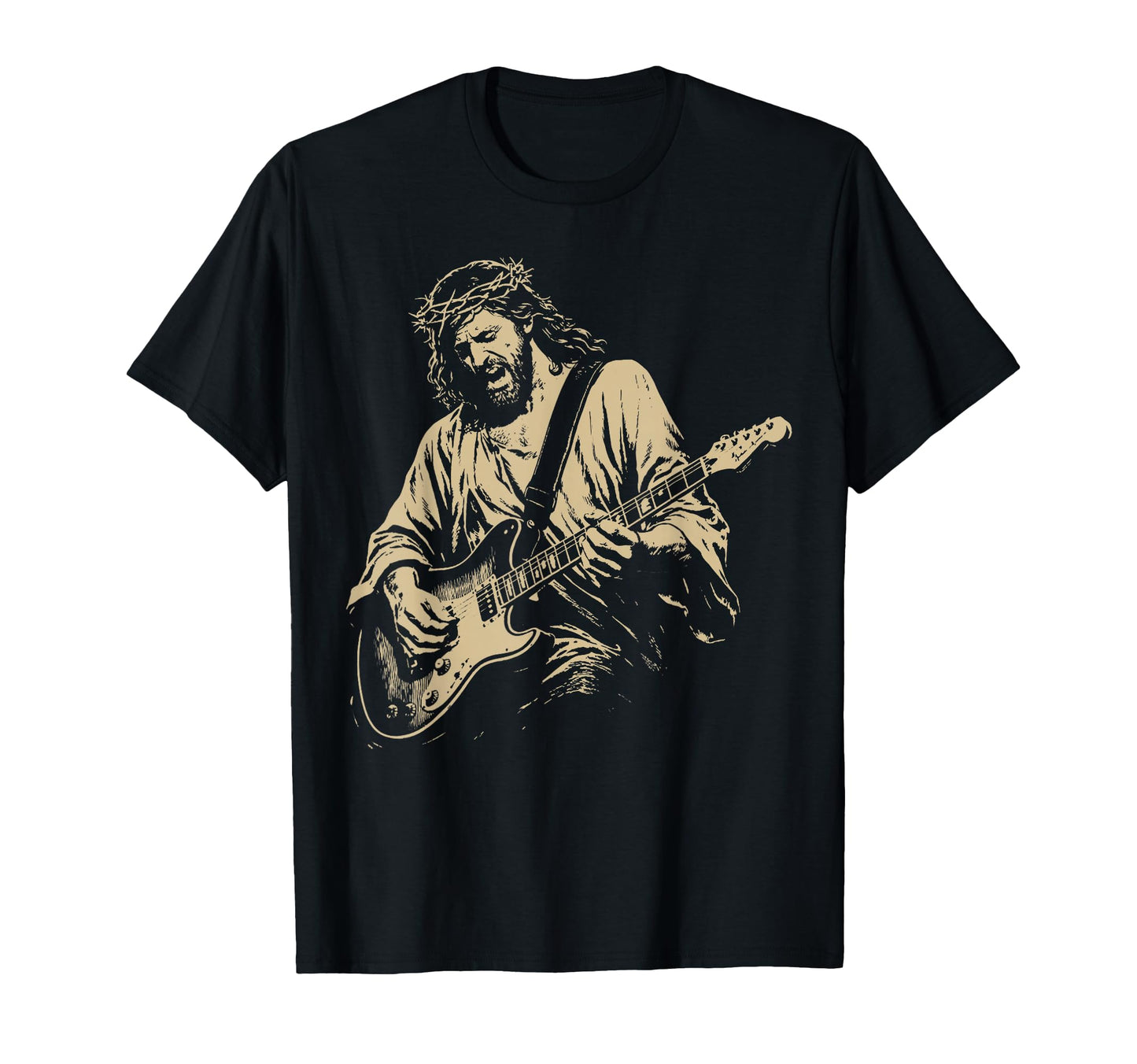 Jesus Playing Guitar Rocker T-Shirt - Fun Novelty Design Men Women - T-Shirt, Sweatshirt, Hoodie