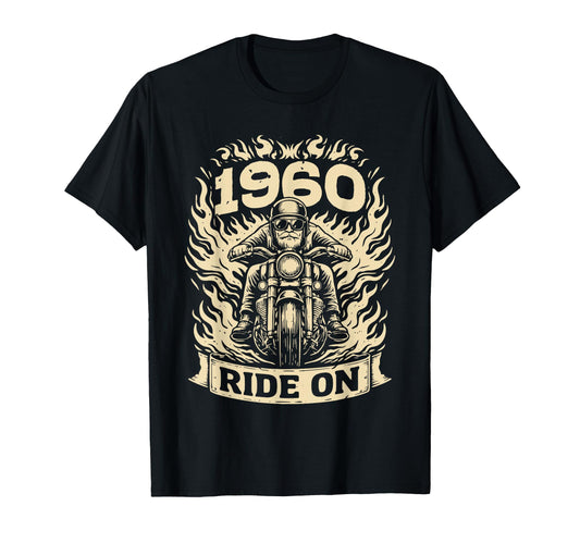 Biker 1960 Ride Birthday Motorcycle T-Shirt - Minimalist Print Men Women - T-Shirt, Sweatshirt, Hoodie