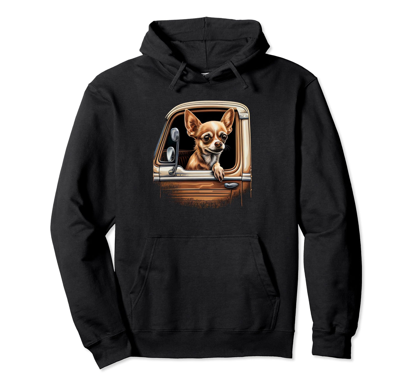 Chihuahua Trucker Truck Driver Dad Car Hoodie - Trendy Graphic Men Women - T-Shirt, Sweatshirt, Hoodie