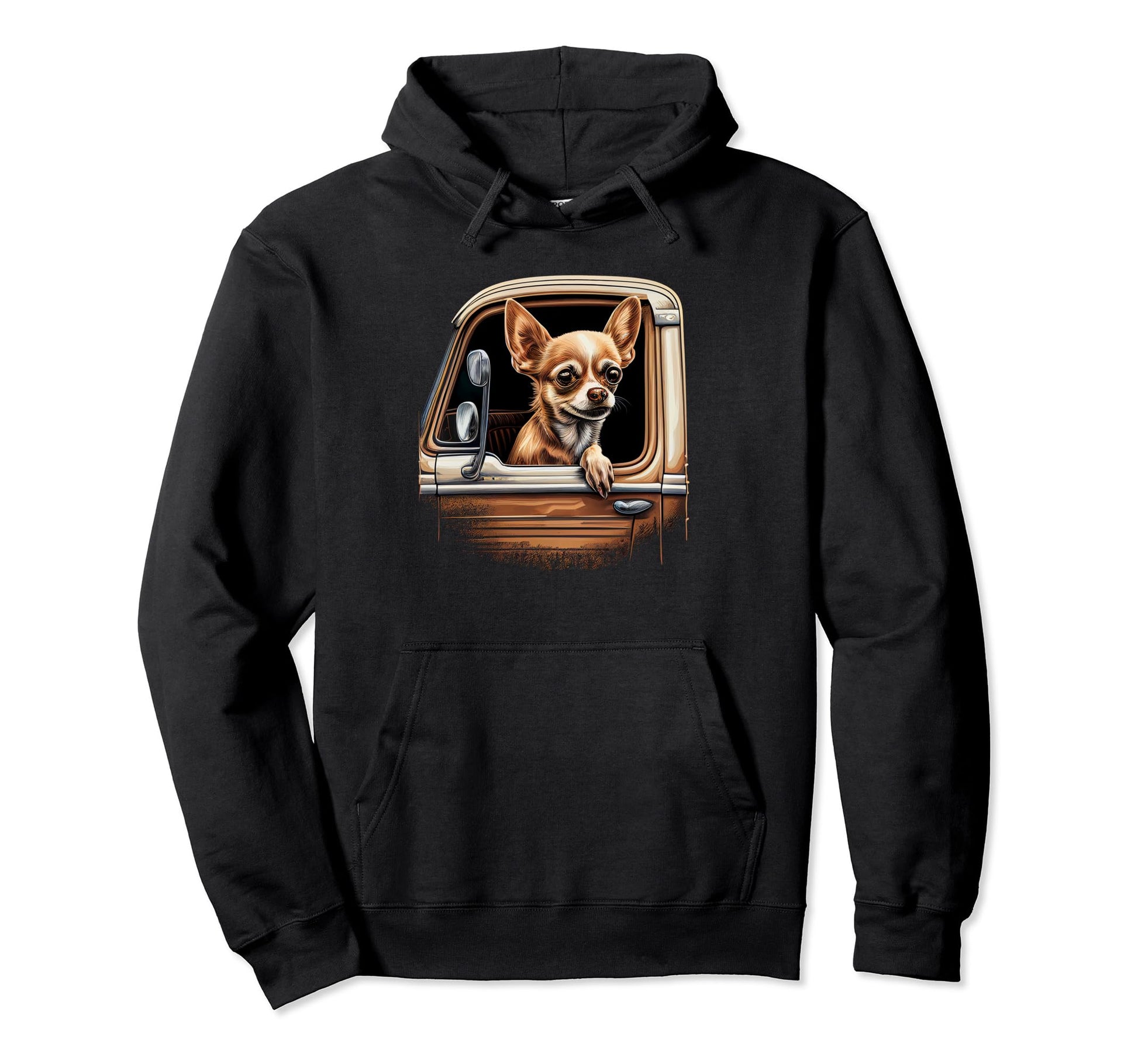 Chihuahua Trucker Truck Driver Dad Car Hoodie - Trendy Graphic Men Women - T-Shirt, Sweatshirt, Hoodie