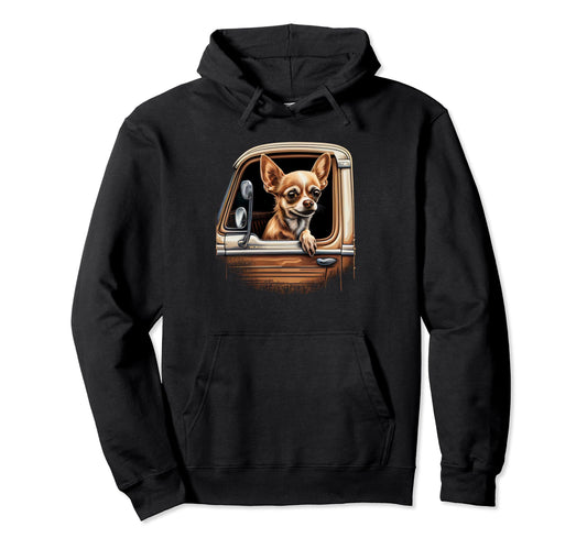 Chihuahua Trucker Truck Driver Dad Car Hoodie - Trendy Graphic Men Women - T-Shirt, Sweatshirt, Hoodie