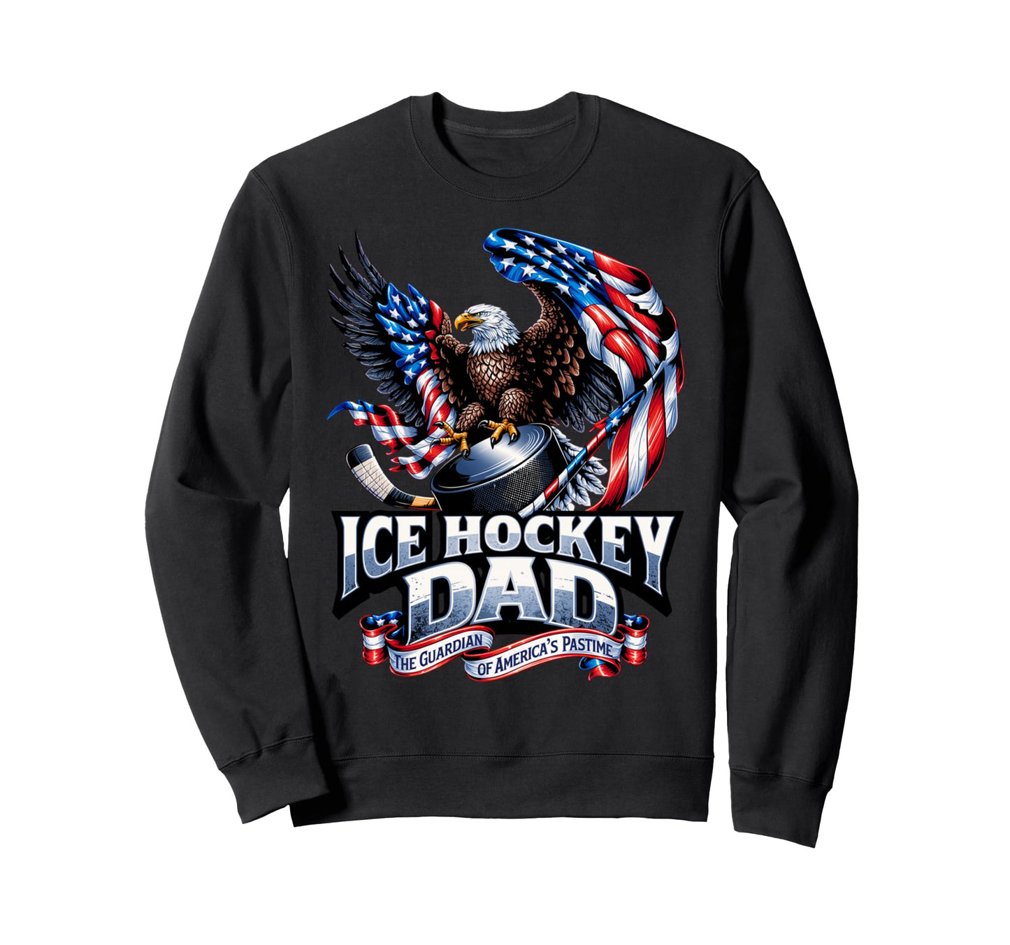 Proud Ice Hockey Dad American Flag Sweatshirt - Fun Novelty Design Unisex - T-Shirt, Sweatshirt, Hoodie
