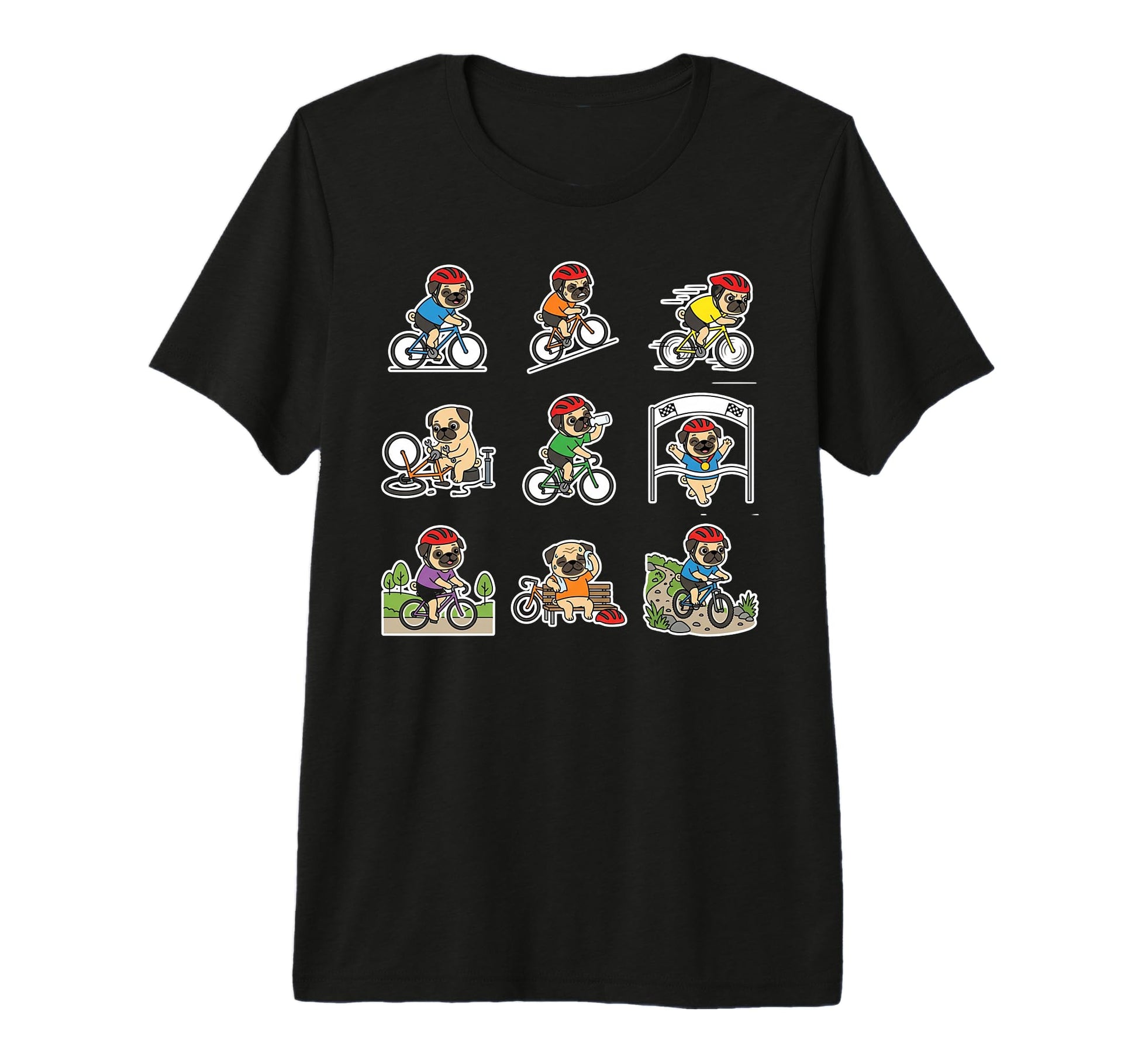 Funny Pug Cycling Bicycle Rider Dog T-Shirt - Novelty Apparel Men Women - T-Shirt, Sweatshirt, Hoodie