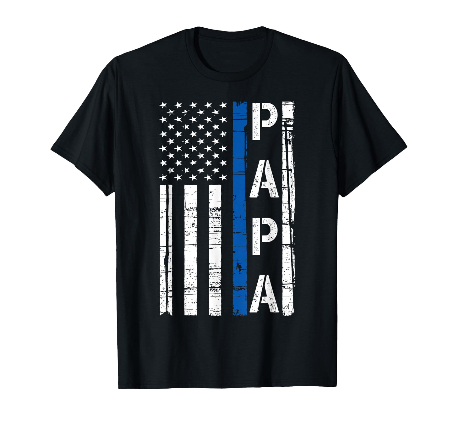 Mens Papa Thin Blue Line American Flag T-Shirt - Minimalist Print Unisex - T-Shirt, Sweatshirt, Hoodie