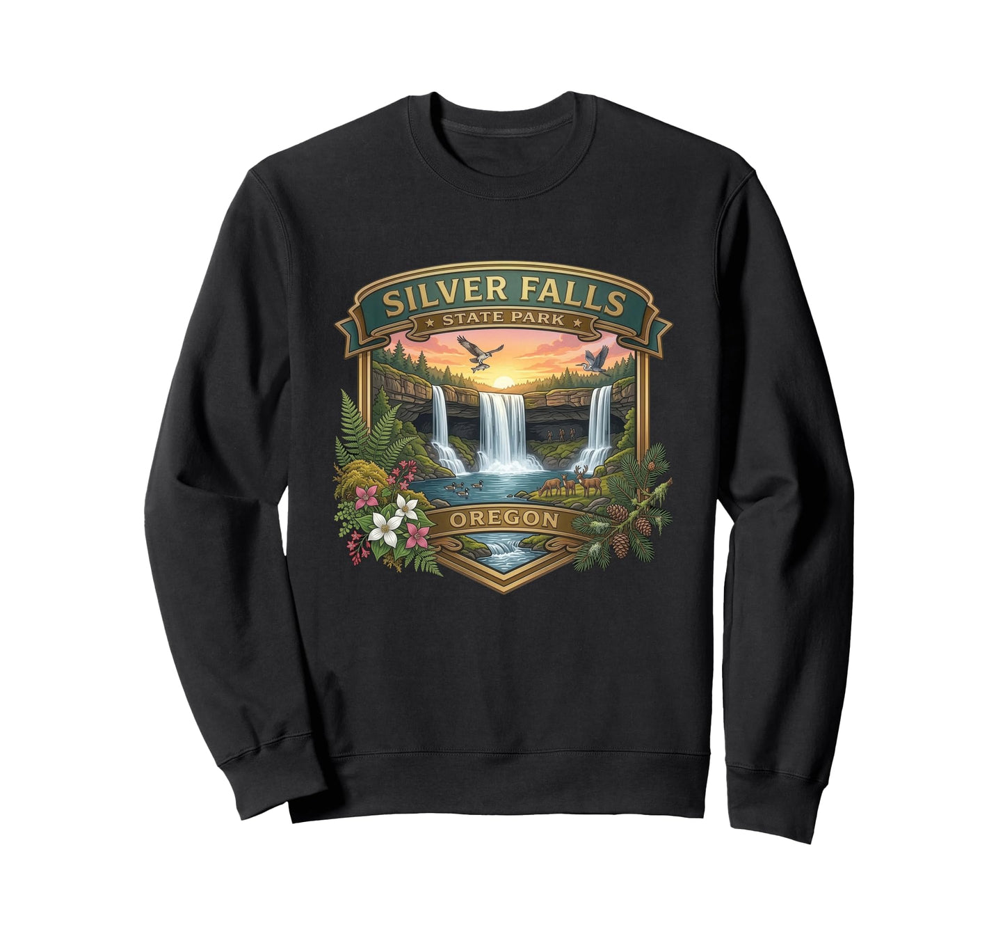 Silver Falls State Park Oregon Sweatshirt - Custom Art Print Men Women - T-Shirt, Sweatshirt, Hoodie