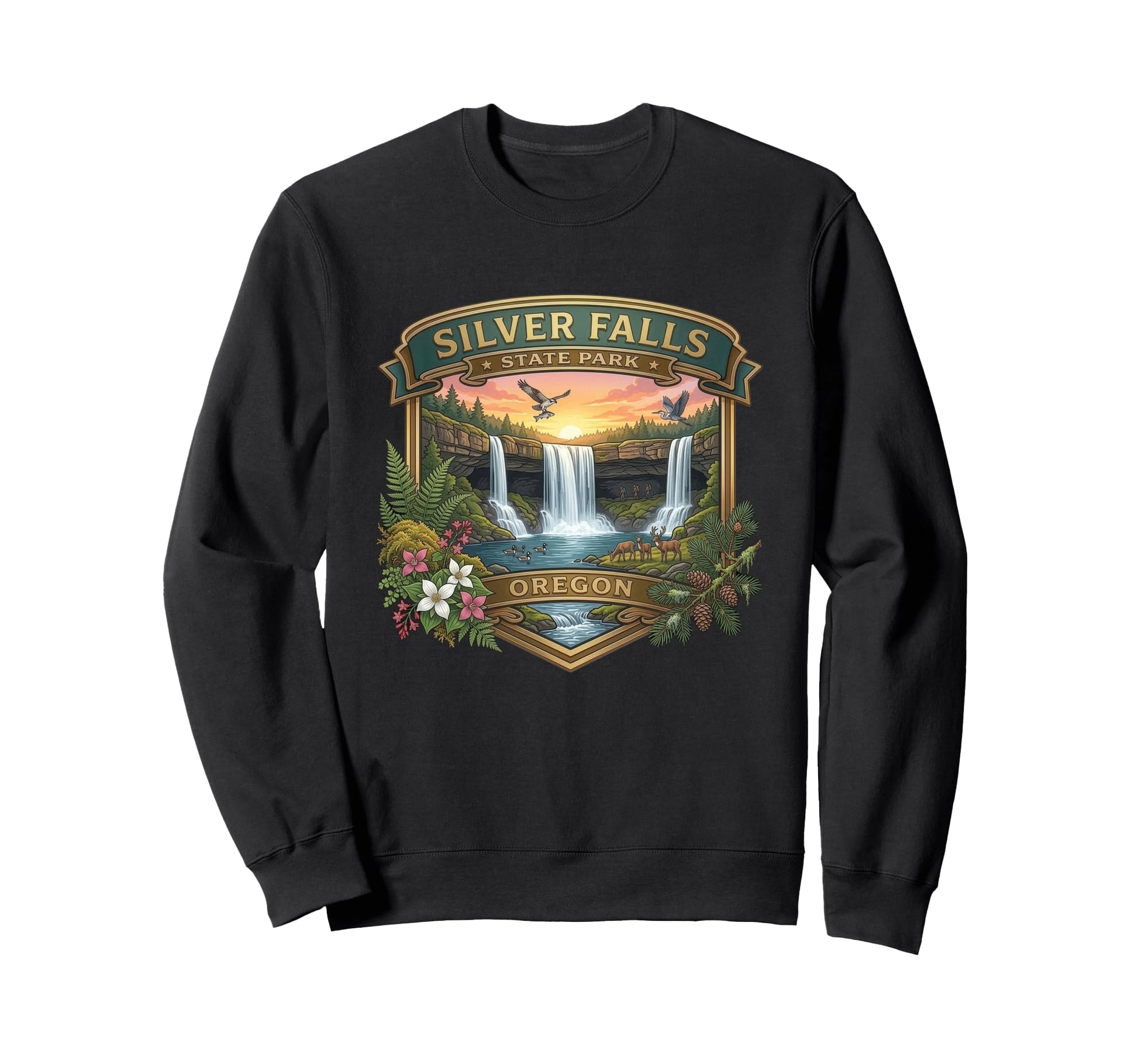 Silver Falls State Park Oregon Sweatshirt - Custom Art Print Men Women - T-Shirt, Sweatshirt, Hoodie