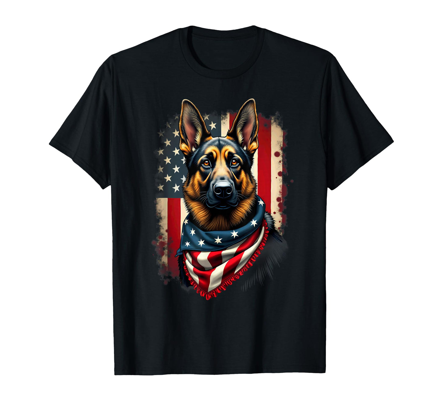 American Flag German Shepherd Dog T-Shirt - Custom Art Print Unisex - T-Shirt, Sweatshirt, Hoodie
