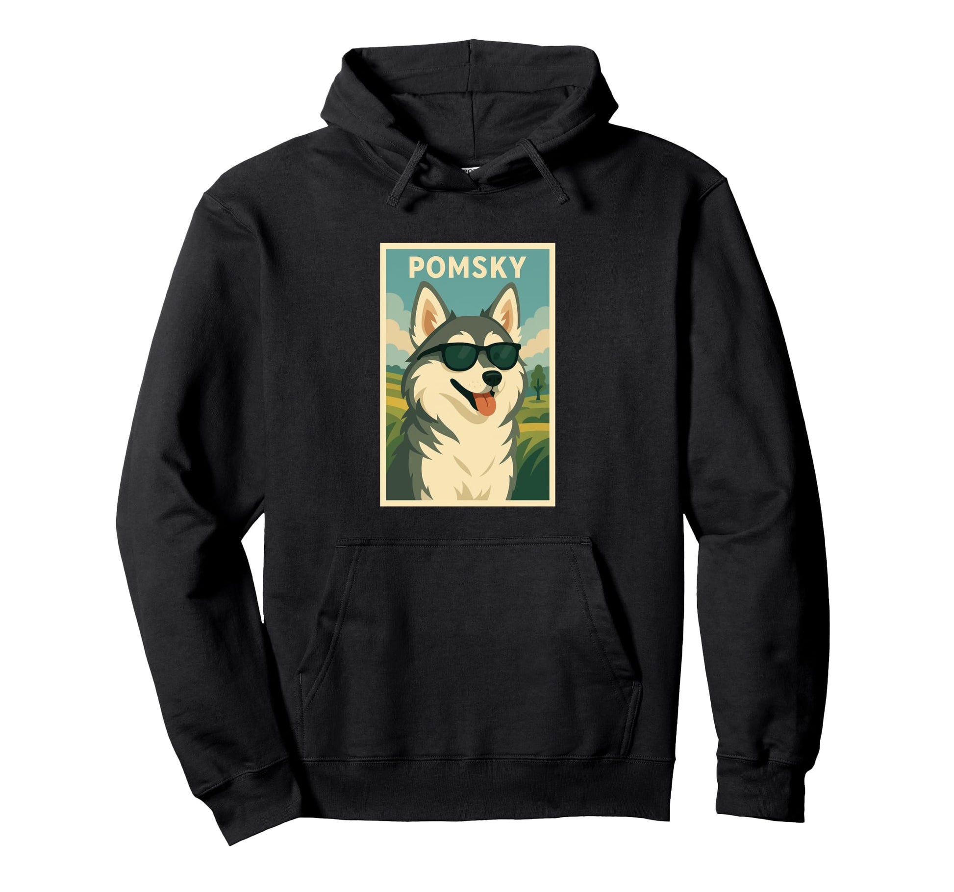 Pomsky Art Minimalist Dog Pop Art Hoodie - Streetwear Style Men Women - T-Shirt, Sweatshirt, Hoodie