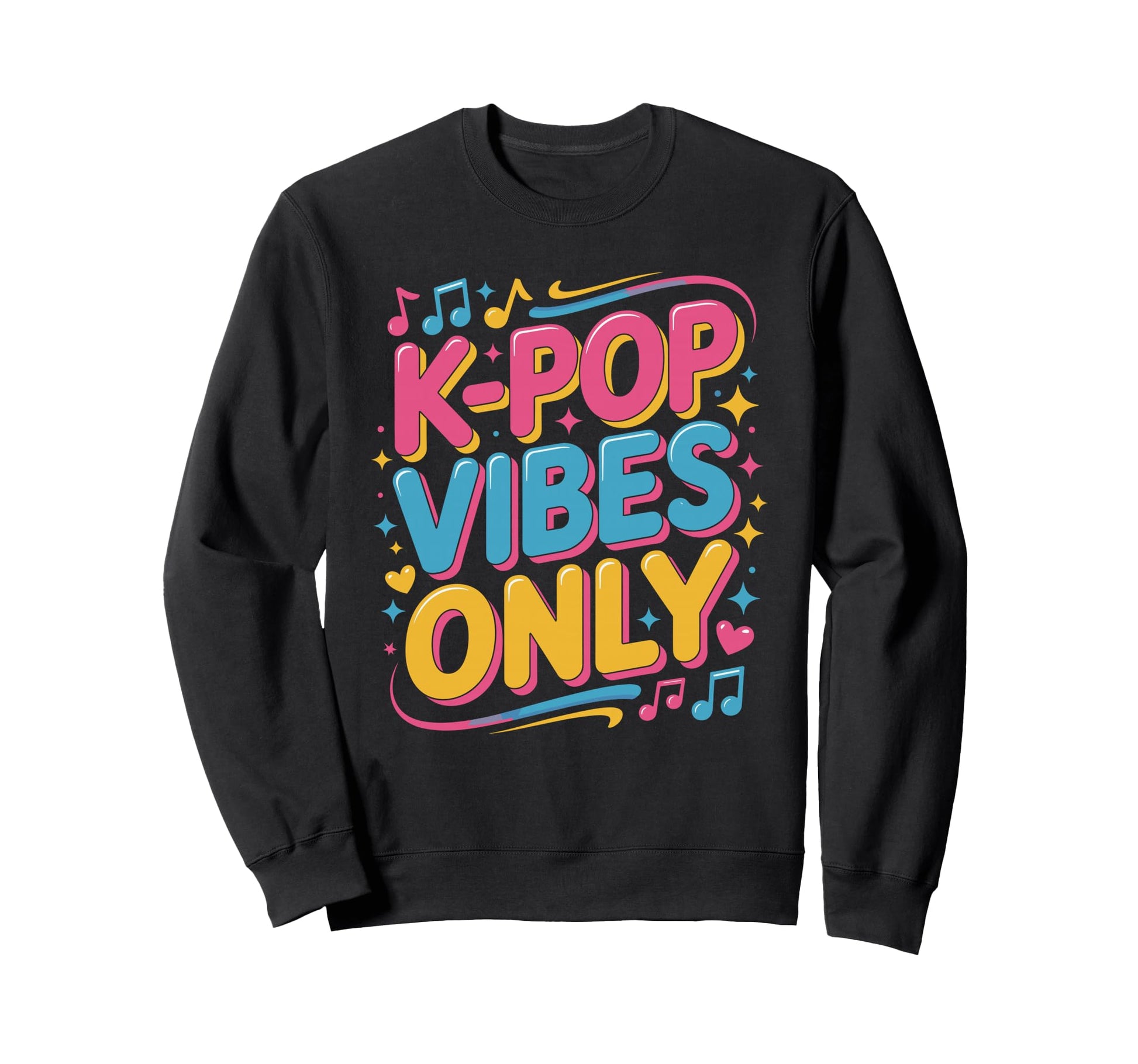 K Pop Vibes Only Neon Distressed Sweatshirt - Unique Graphic Men Women - T-Shirt, Sweatshirt, Hoodie